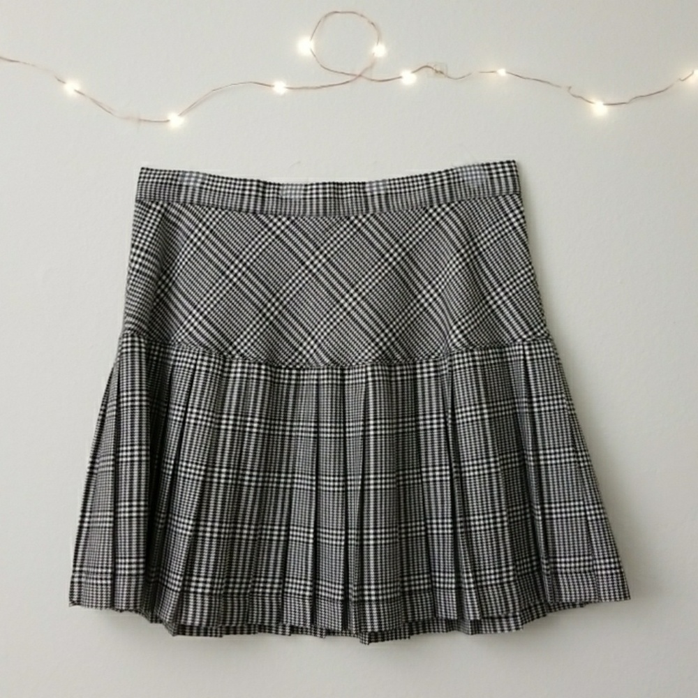 Pleated Gingham Skirt